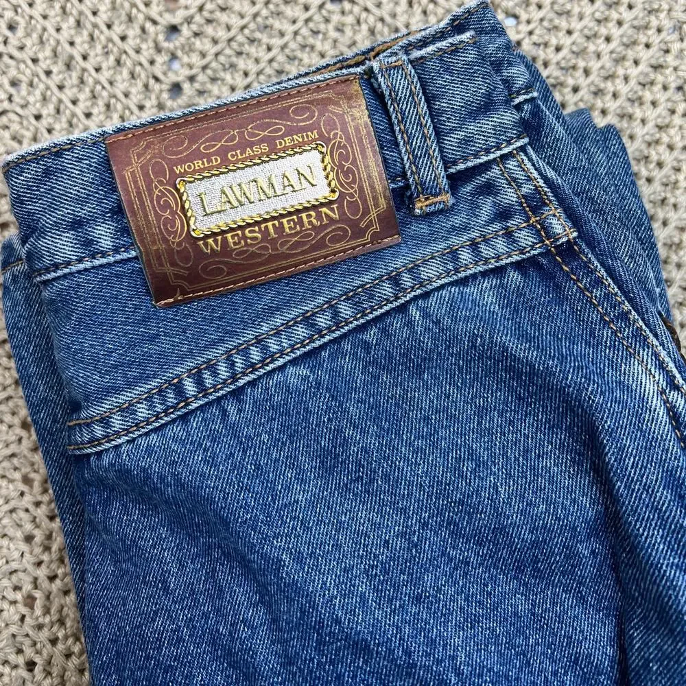 Vintage Western Law Man Slim Fit Blue Jeans 9 - Size 26 x 33‎